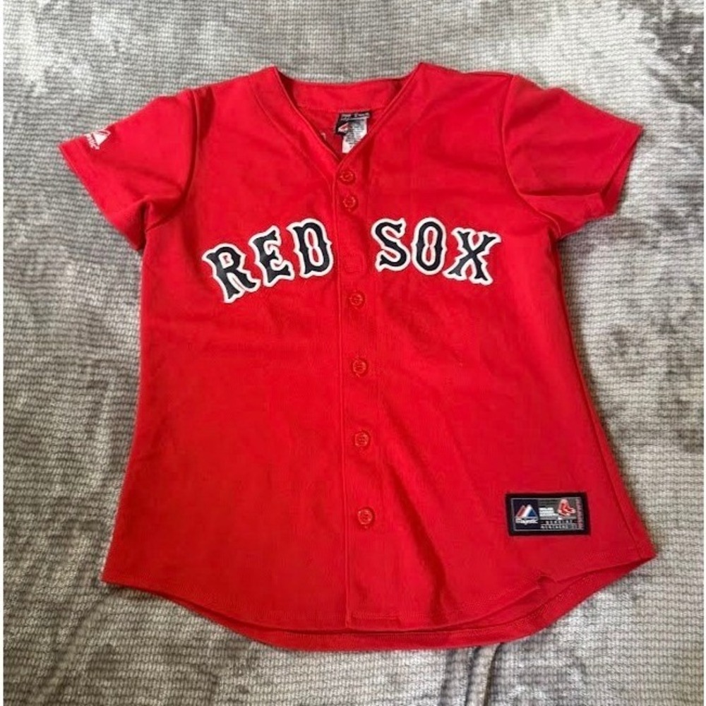 Majestic Boston Red Sox MLB Jersey Red Button Papelbon #58 Baseball Womens M
